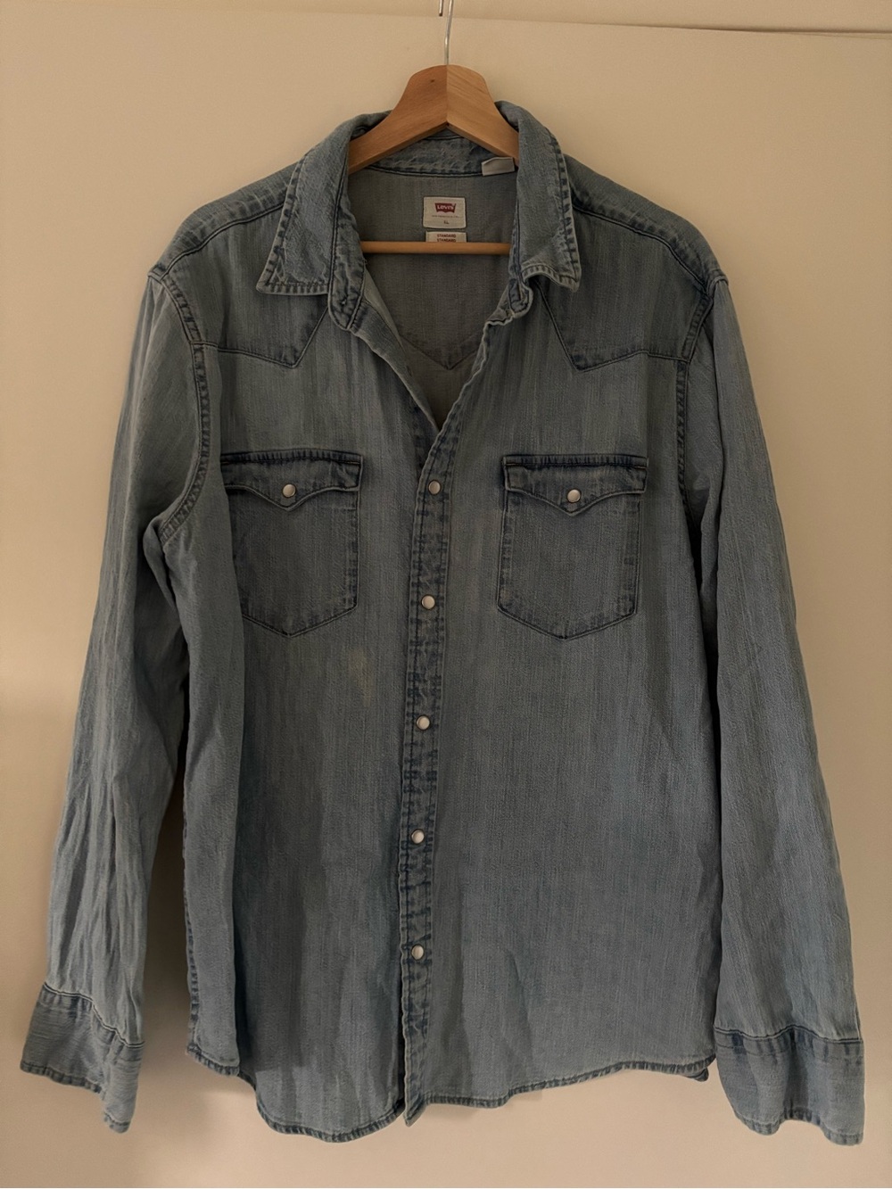 Levi's Faded Light Blue Denim Western Button-Up Shirt